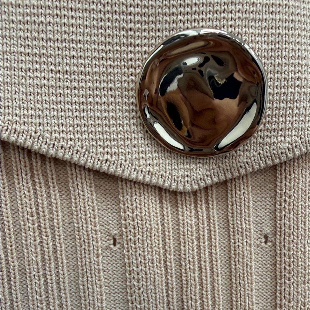 Sandro Tan Ribbed Button-Up Cardigan - Picture 6 of 6